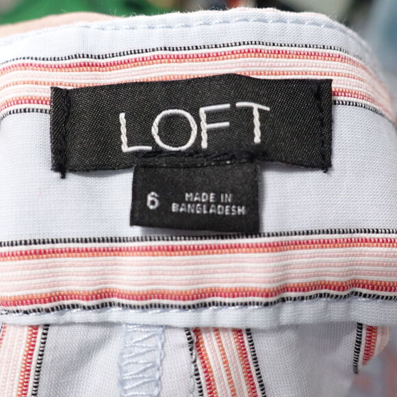 ANN TAYLOR LOFT BLUE RED STRIPED RUFFLE SHORTS WOMENS SIZE 6 - Picture 6 of 7